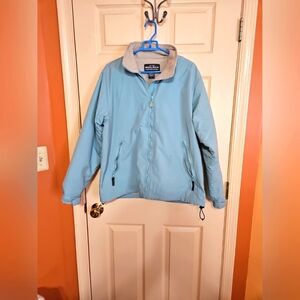 Womens Vintage Blue Woolrich Rain Jacket With Fleece Interior Size L
